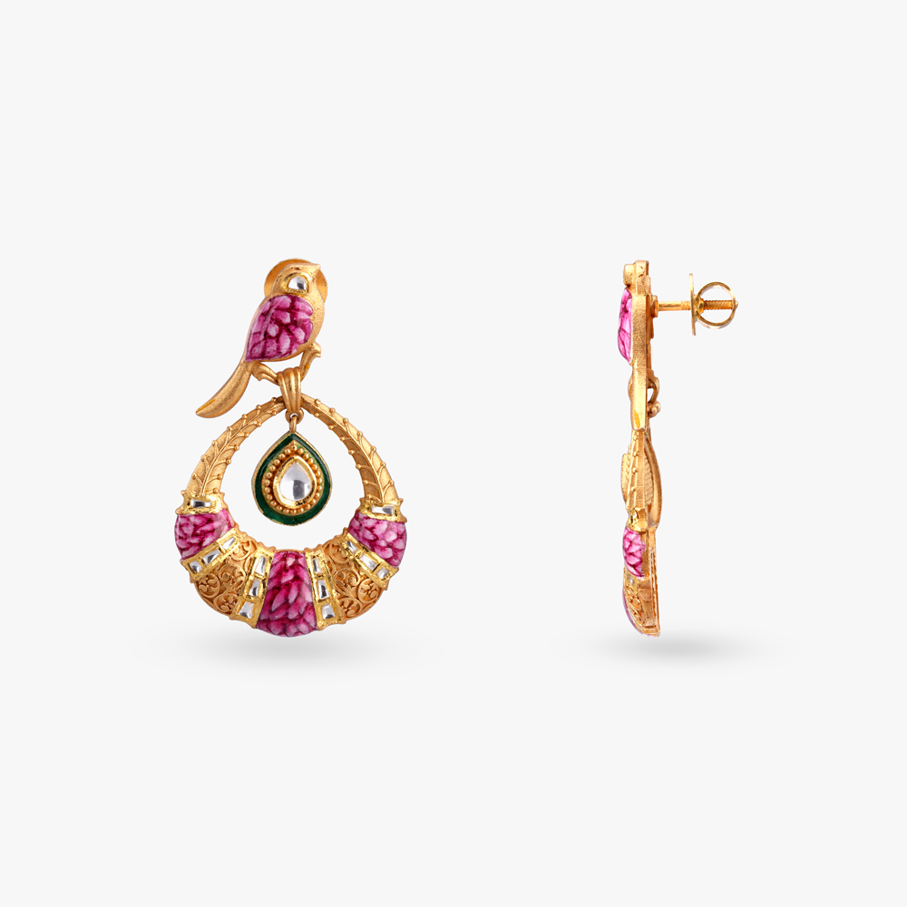 Majestic Crest Gold Drop Earrings,,hi-res image number null