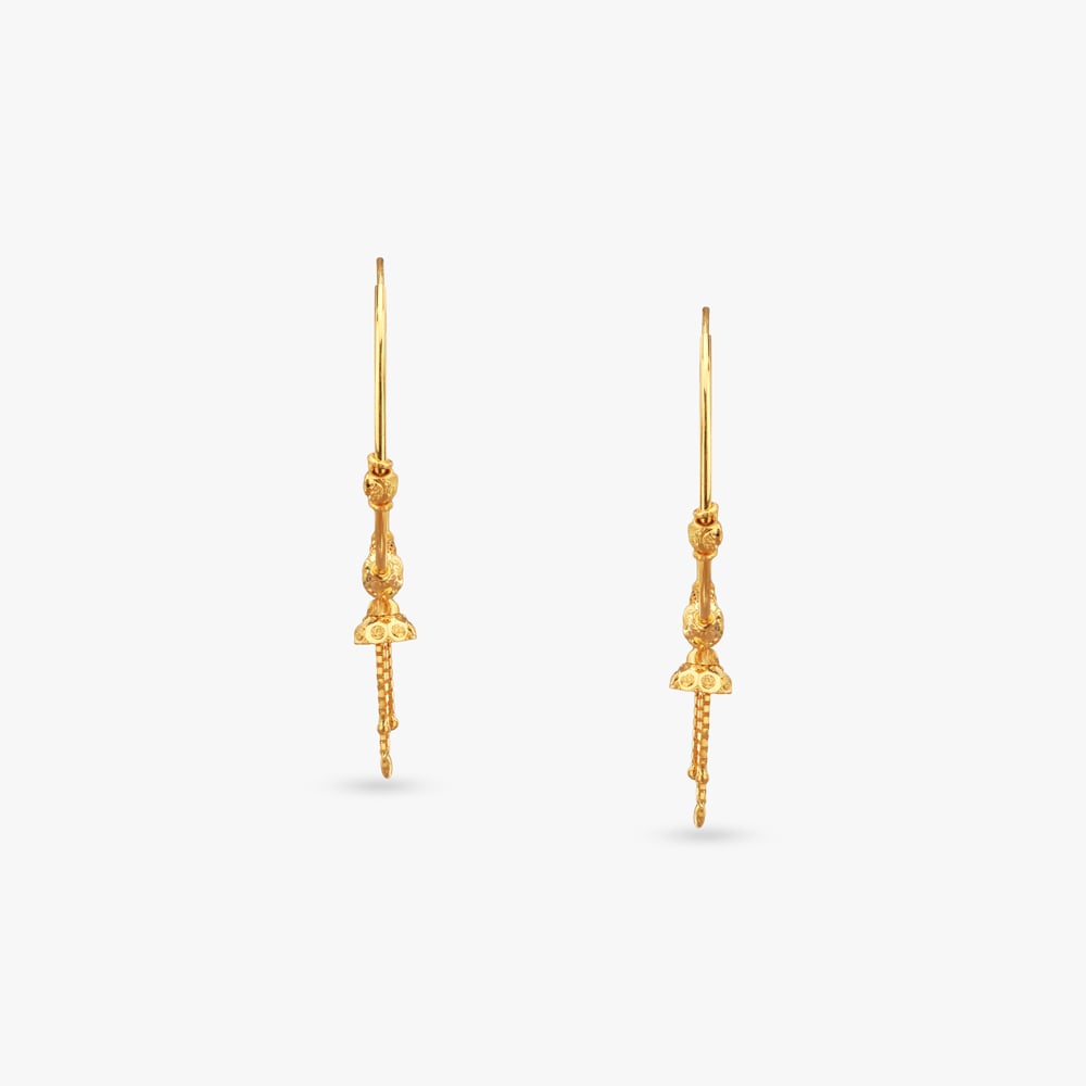 Cone Charm Gold Hoop Earrings,,hi-res image number null
