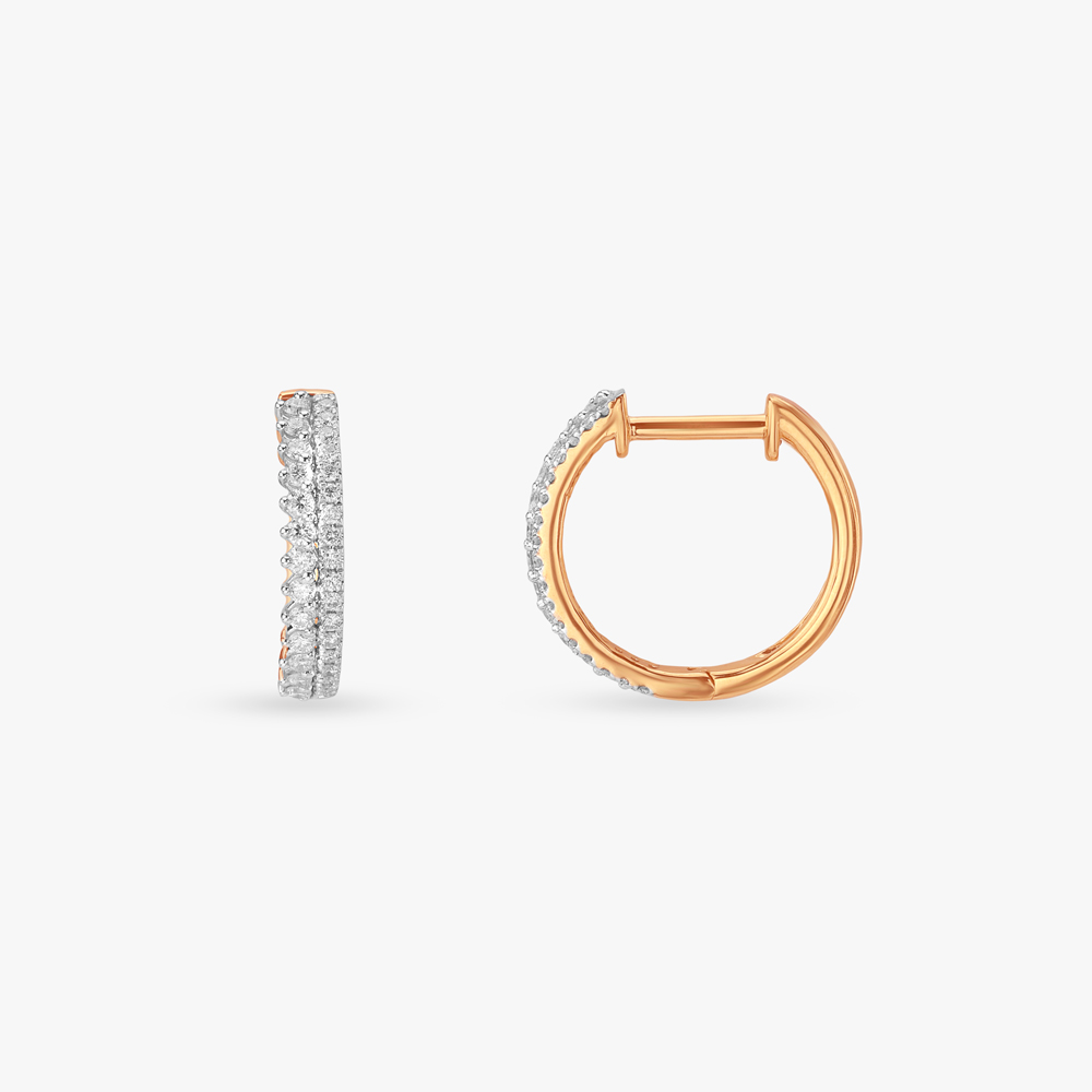 Scalloped Shine Diamond Hoop Earrings,,hi-res image number null