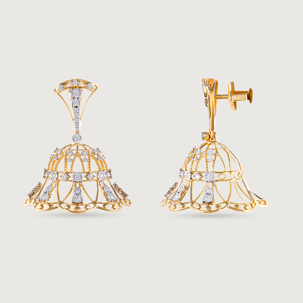 Gilded Lippan Gold & Diamond Jhumka,,hi-res image number null