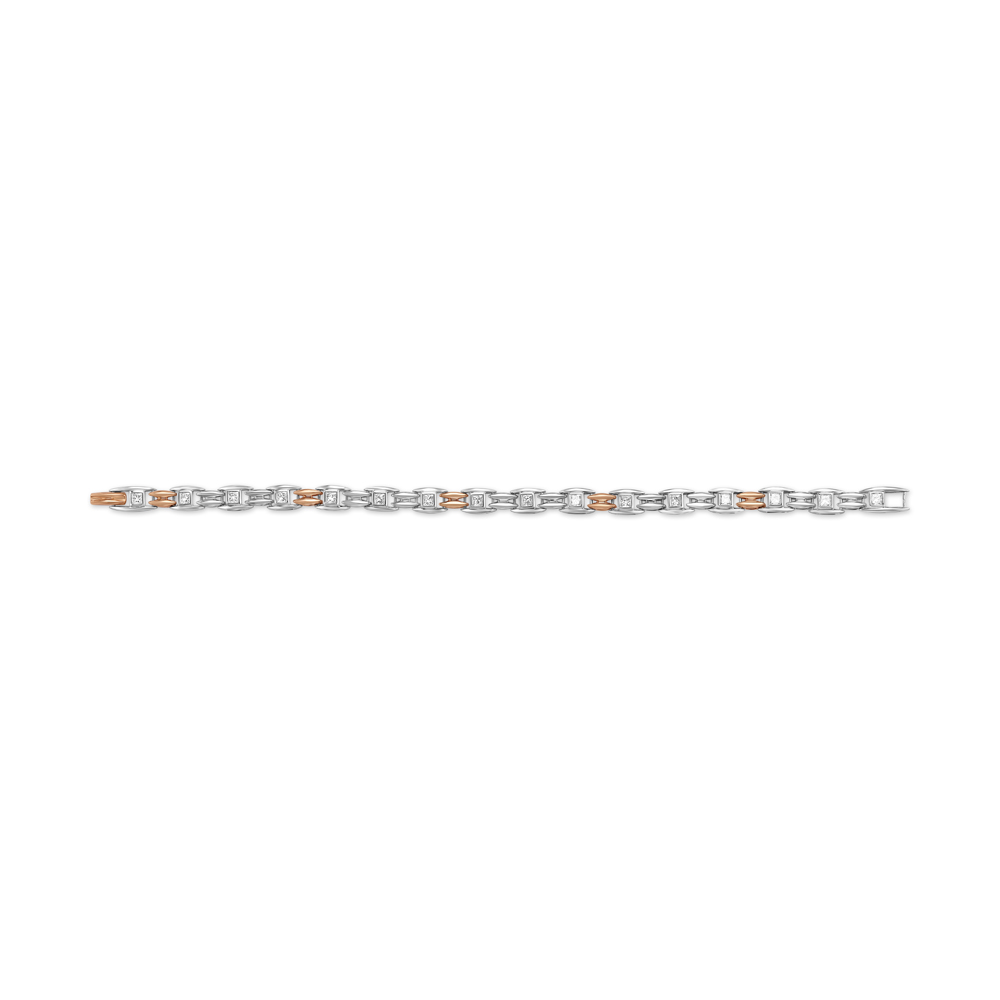 Dual Tone Link Diamond Bracelet For Men