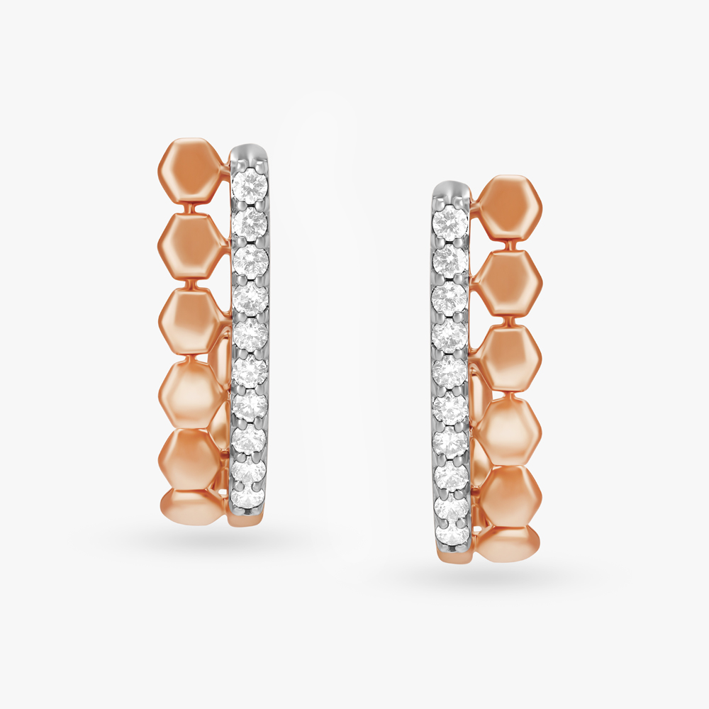 Hexa Gleam Diamond Stud Earrings,,hi-res image number null