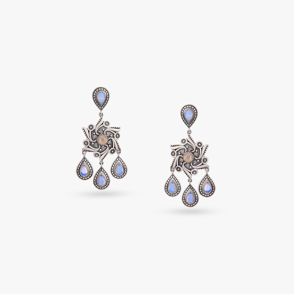 Celestial Bloom Silver Pendant and Earrings Set,,hi-res image number null