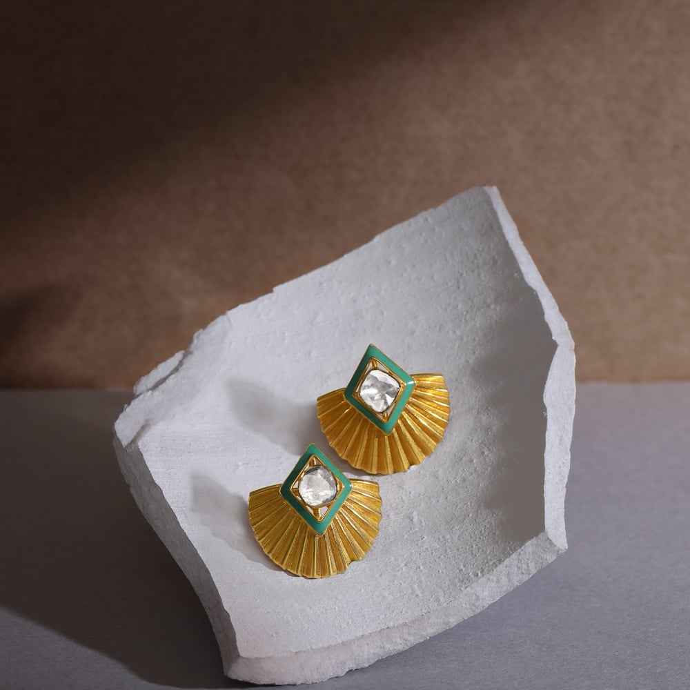 Japanese Fan Stud Earrings,,hi-res image number null