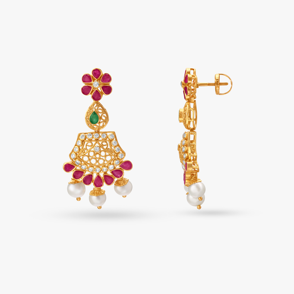 Sparkling Gold Drop Earrings,,hi-res image number null