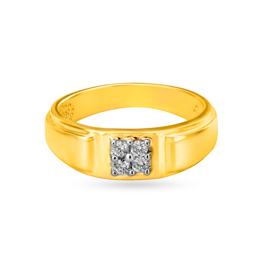 Geometric 18 Karat Yellow Gold And Diamond Finger Ring,,hi-res image number null