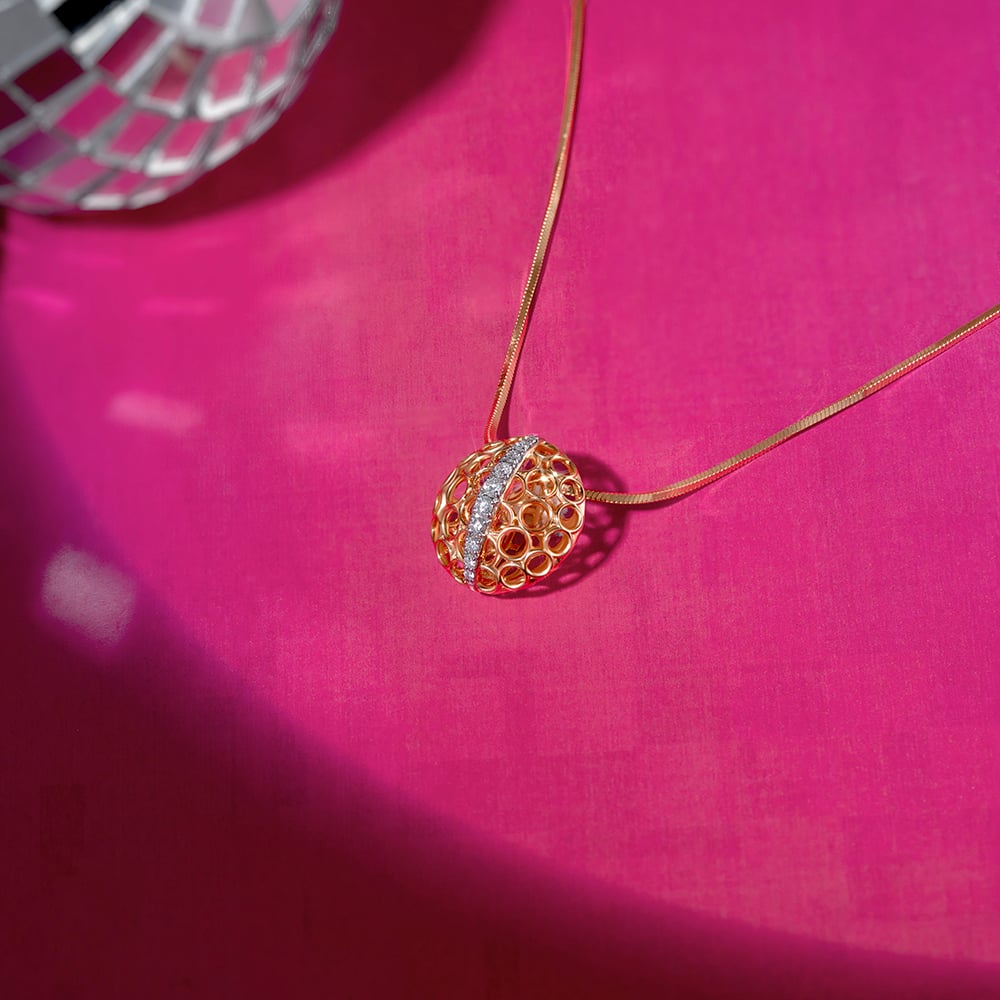 Porous Glow Gold & Diamond Pendant,,hi-res image number null