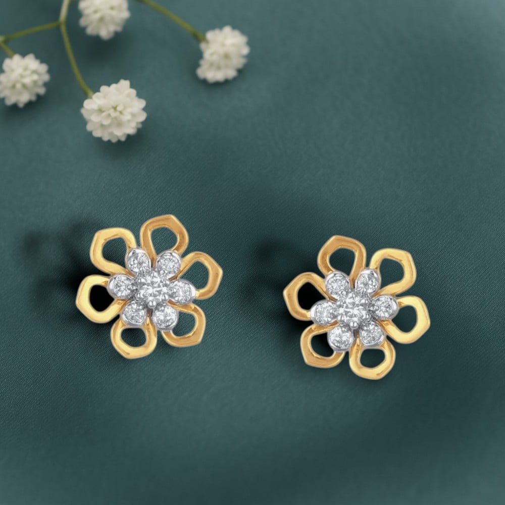 Petal Shine Diamond Stud Earrings,,hi-res image number null