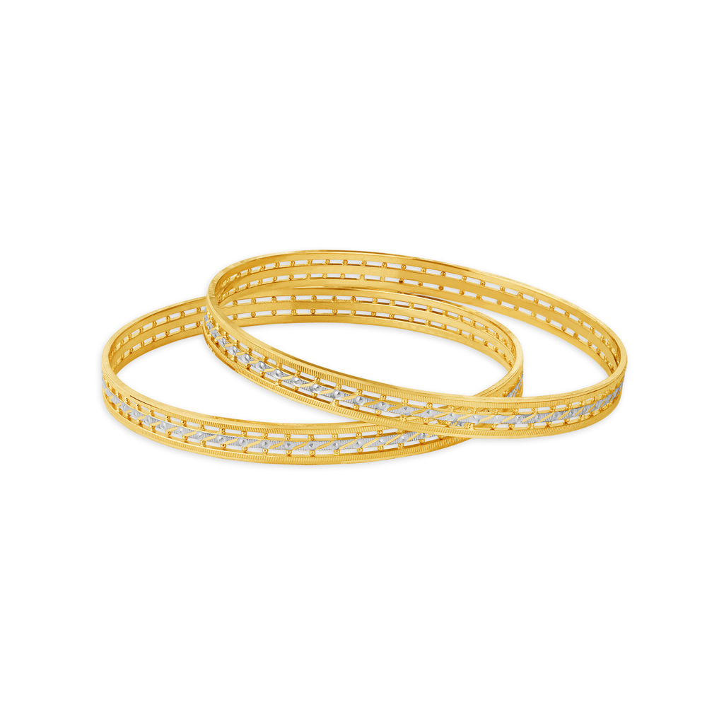 Exquisite Yellow Gold Beaded Ribbed Bangles,,hi-res image number null