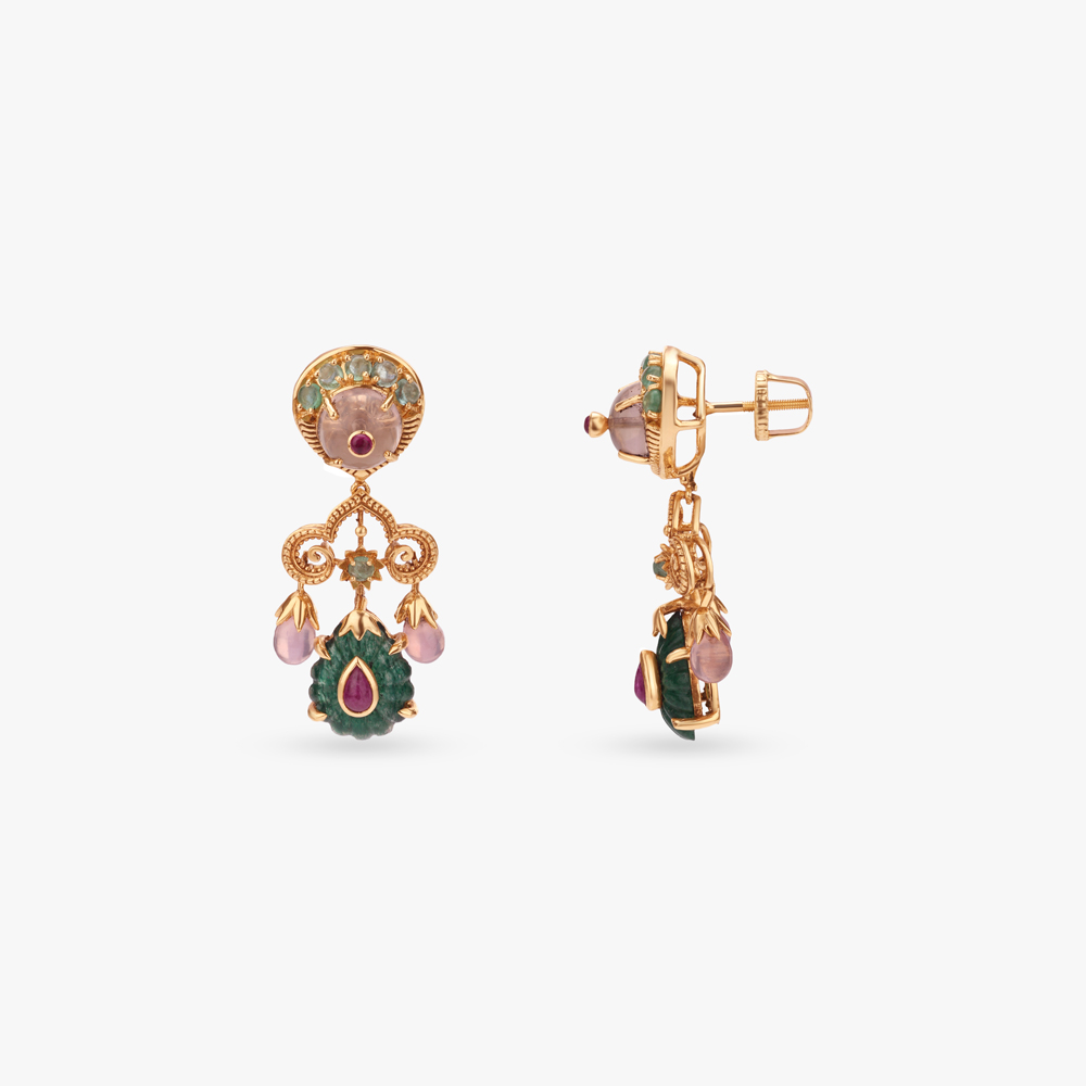 Carved Rhythm Gold Drop Earrings,,hi-res image number null