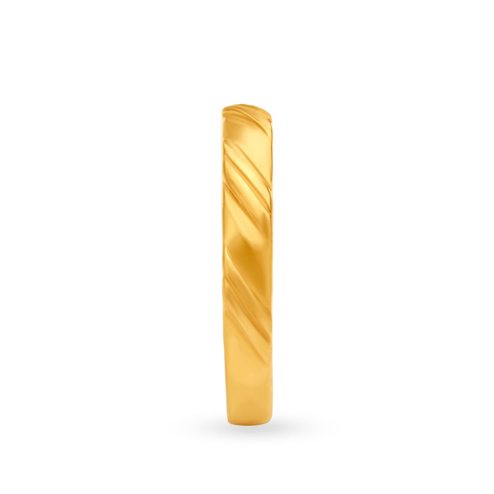 Minimalist 22 Karat Yellow Gold Ridged Finger Ring,,hi-res image number null