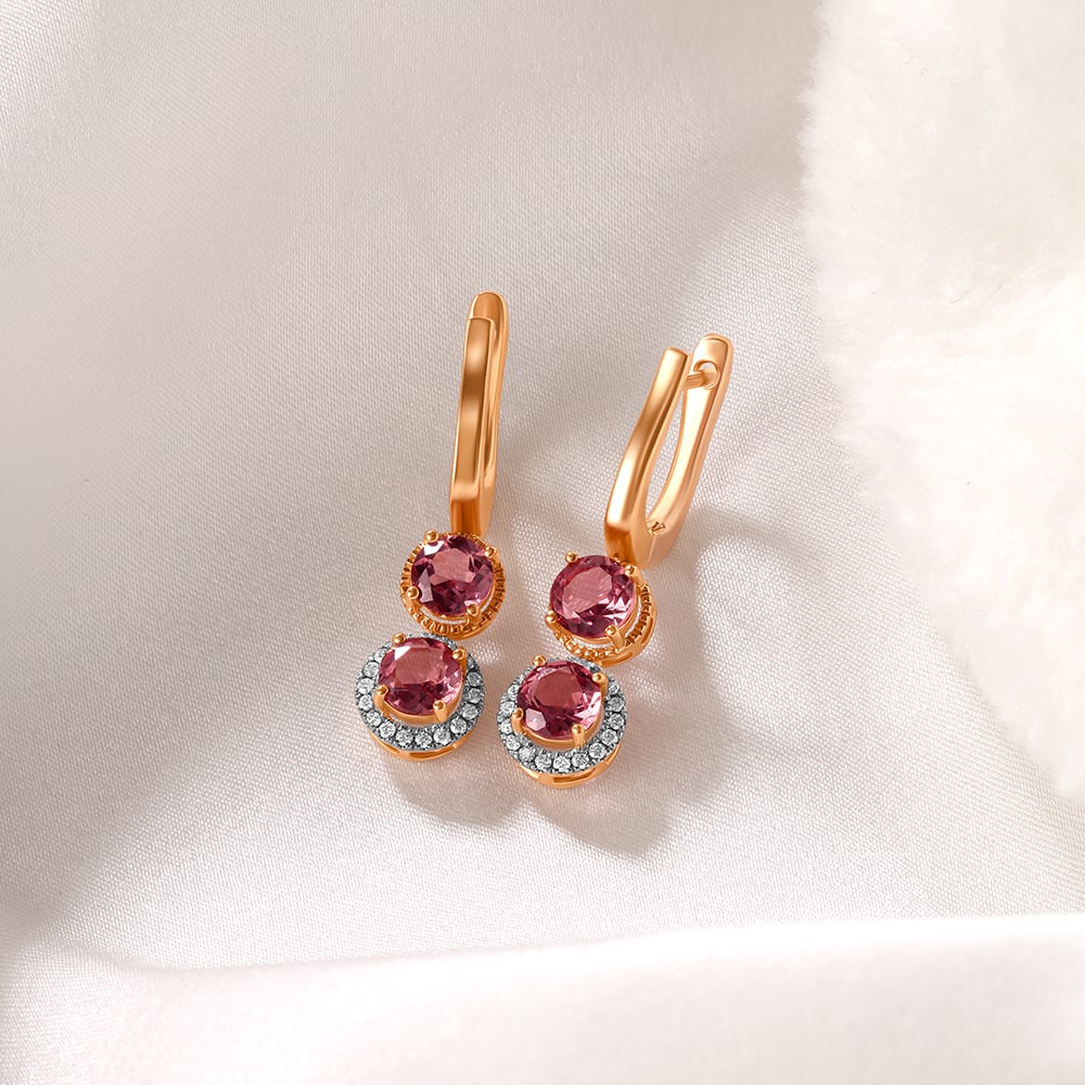 Cherry Cascade Diamond Hoop Earrings,,hi-res image number null