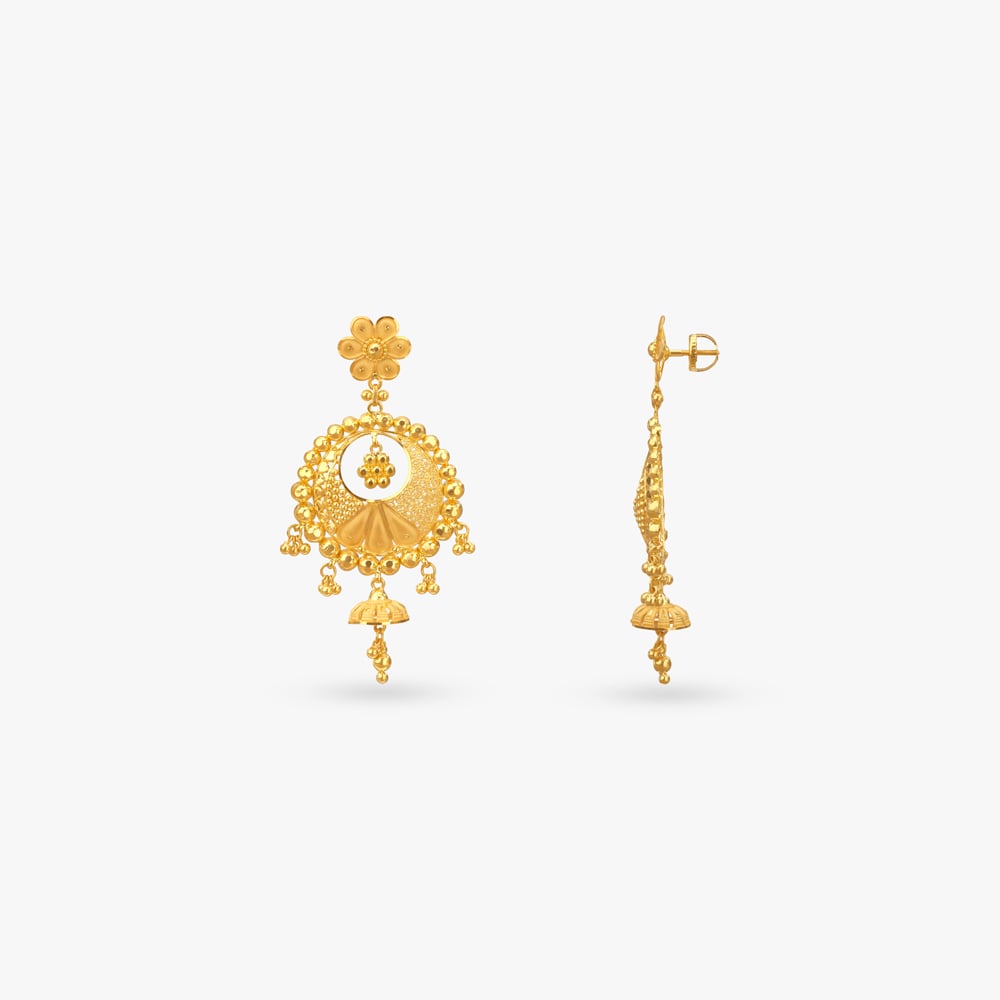 Radiant Halo Gold Drop Earrings,,hi-res image number null