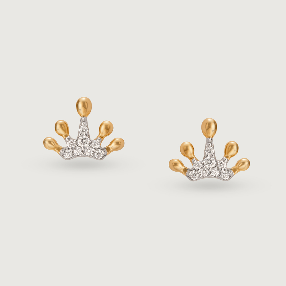 Regal Radiance 14KT Gold & Diamond Stud Earrings,,hi-res image number null