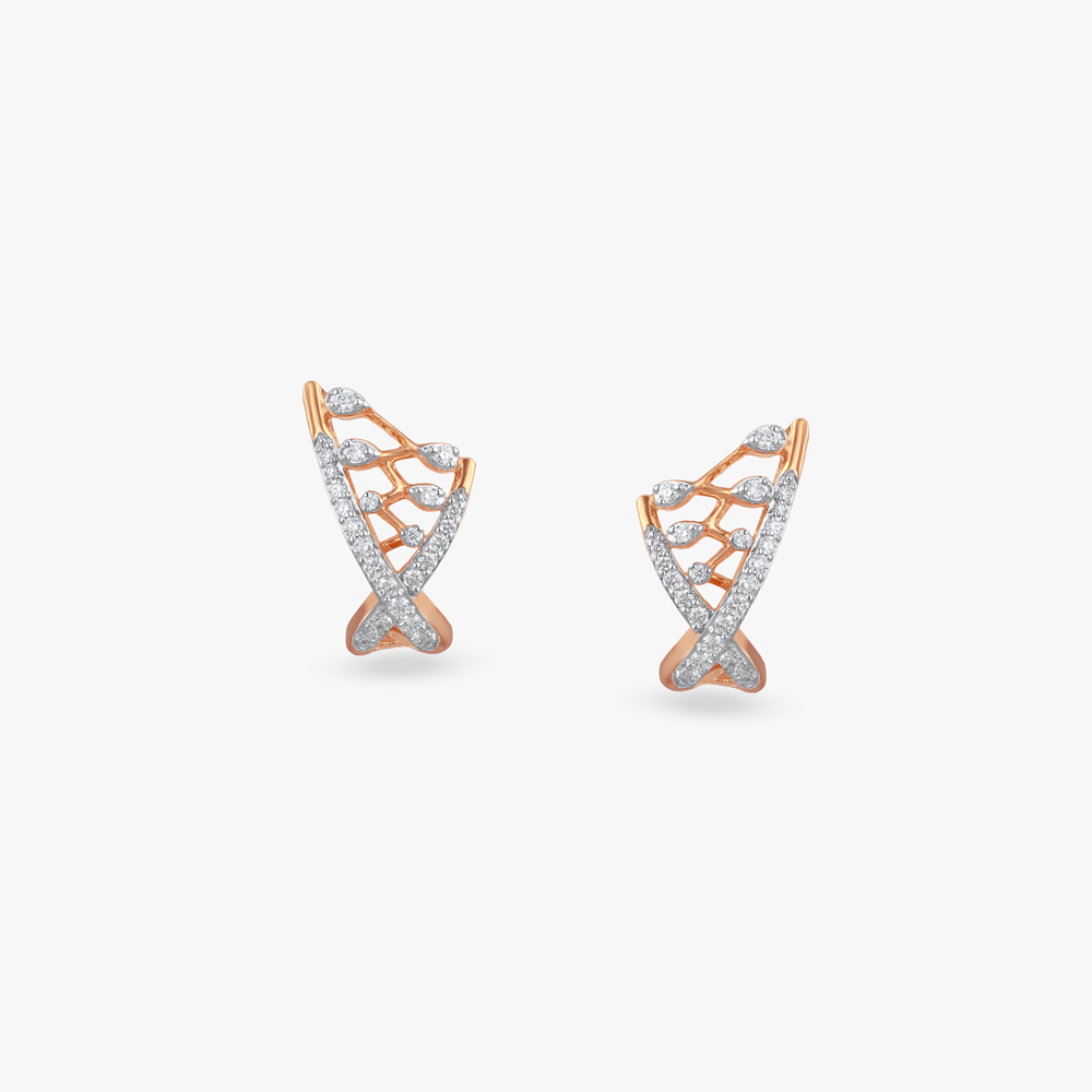 Twinkling Crossover Diamond Stud Earrings,,hi-res image number null