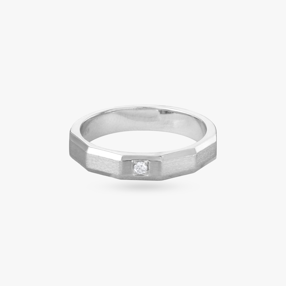Smooth Luxe Platinum and Diamond Finger Ring for Men,,hi-res image number null