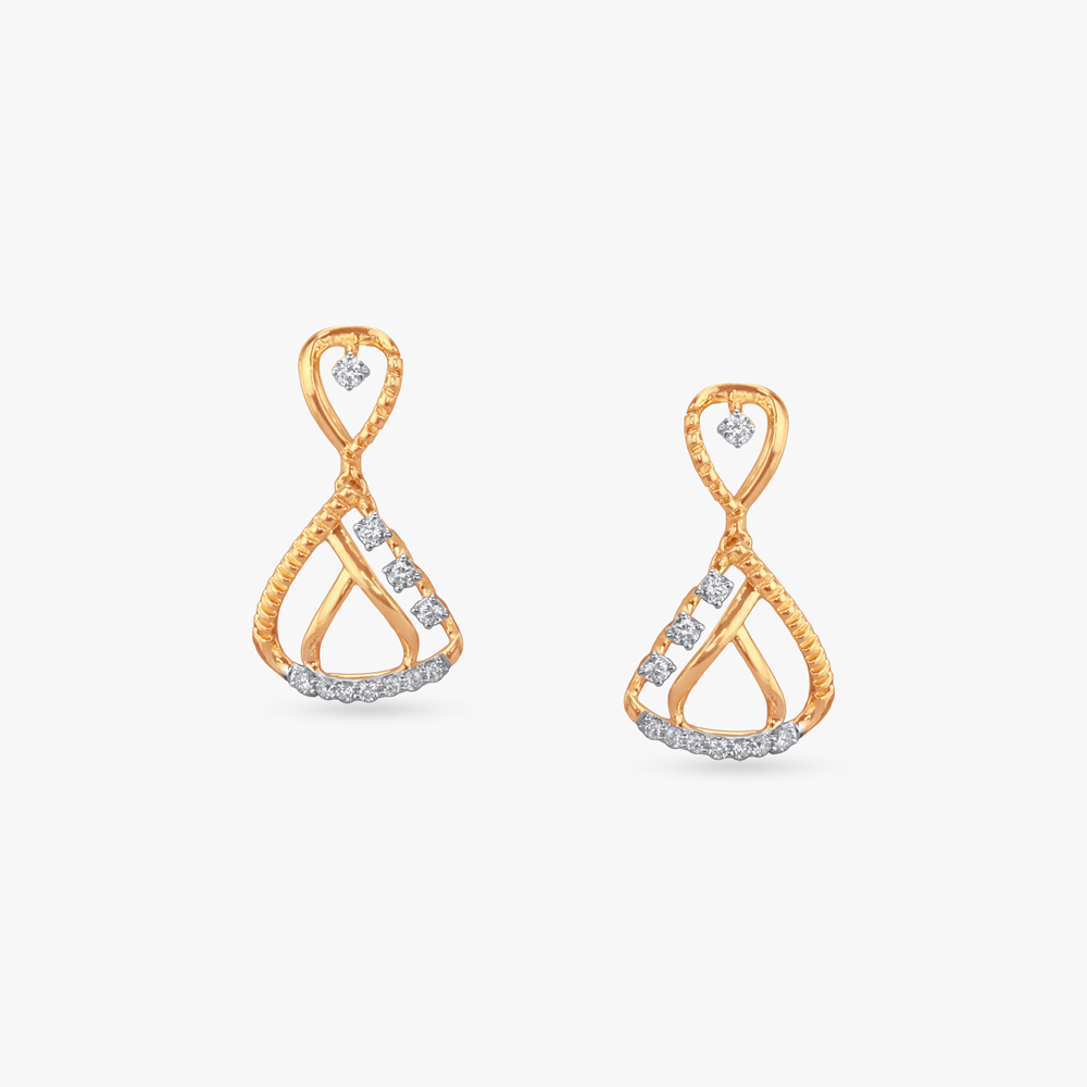 

Studded Crossover Diamond Drop Earrings