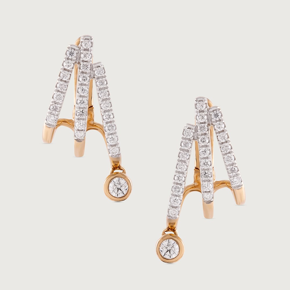 Layered Luxe Gold & Diamond Hoop Earrings,,hi-res image number null