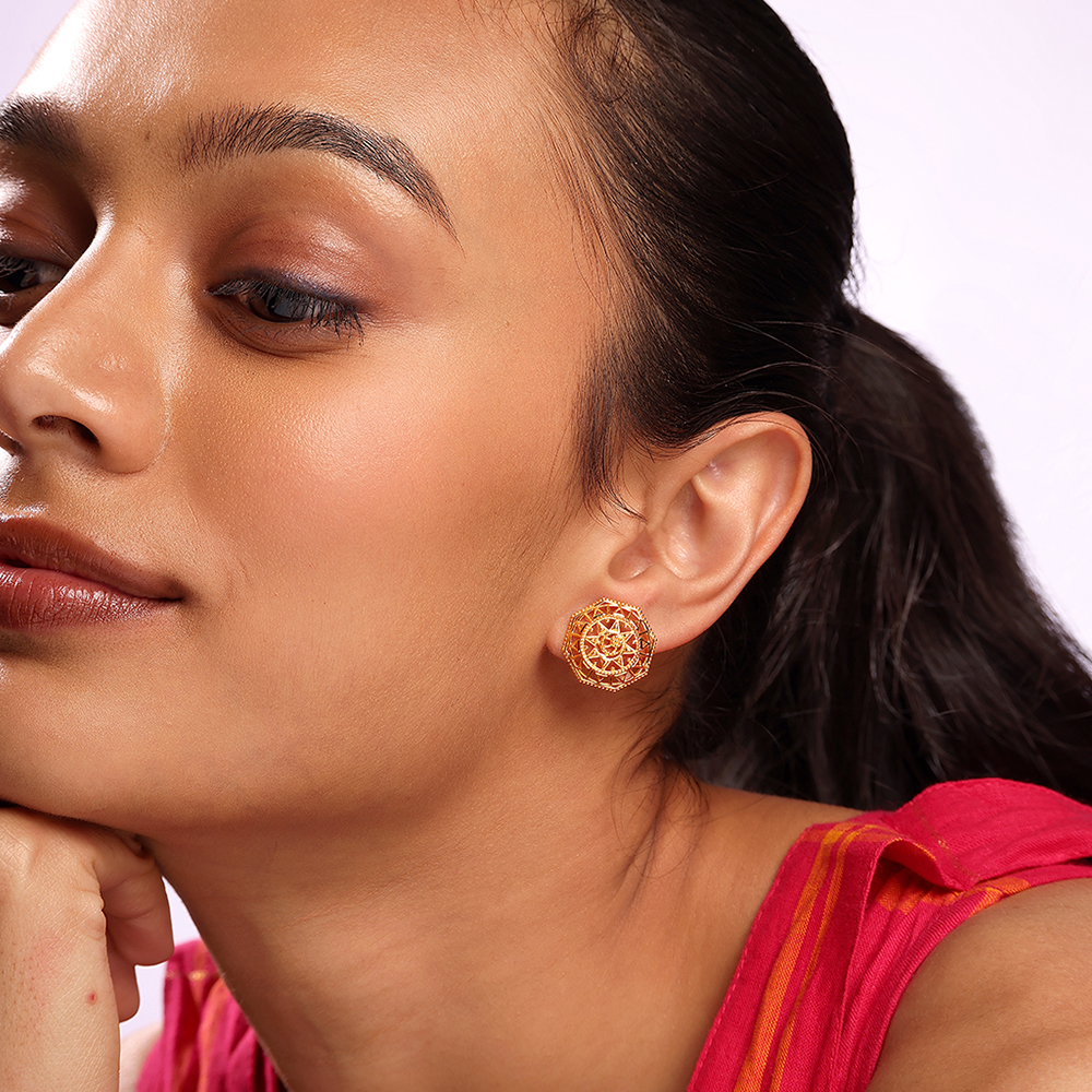 Warli Couture 22KT Gold Stud Earrings,,hi-res image number null