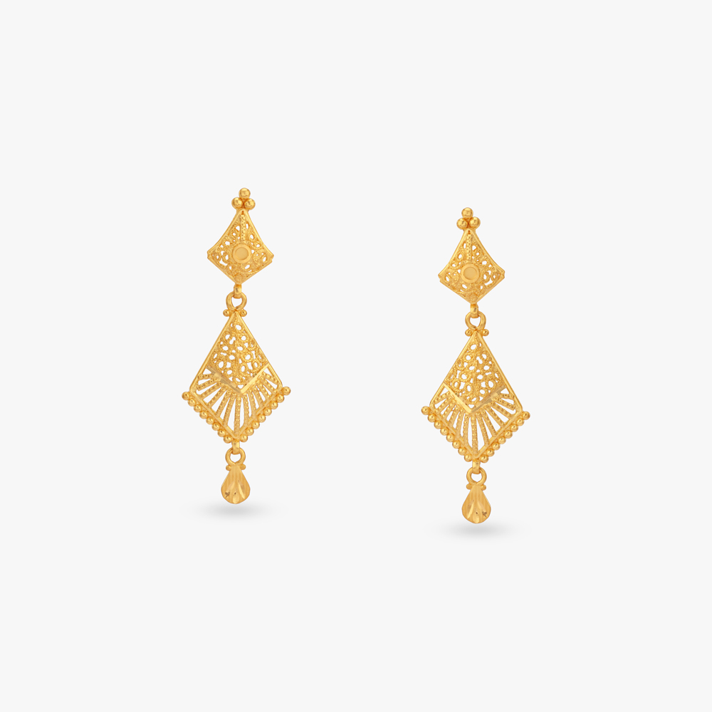 

Sunbeam Filigree Gold Drop Earrings