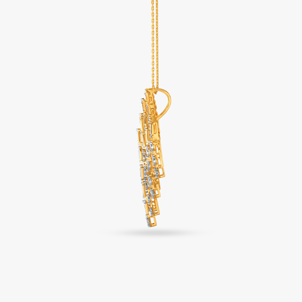 Sleek Cascade Diamond Pendant and Earrings Set,,hi-res image number null