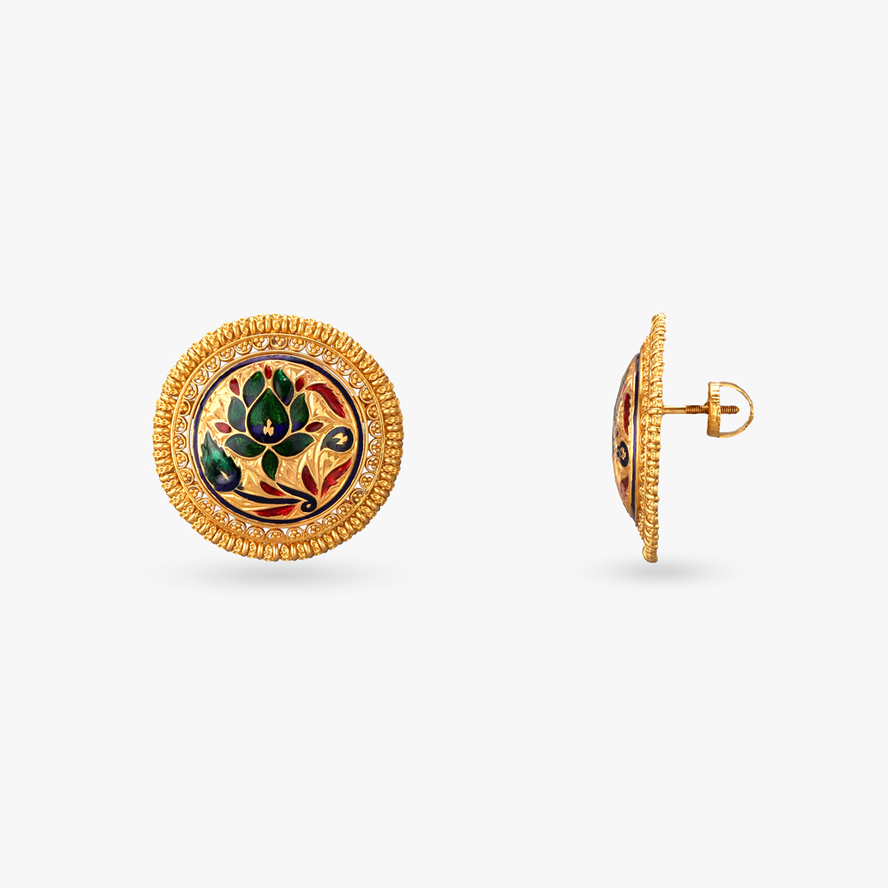 Royal Blossom Gold Stud Earrings,,hi-res image number null