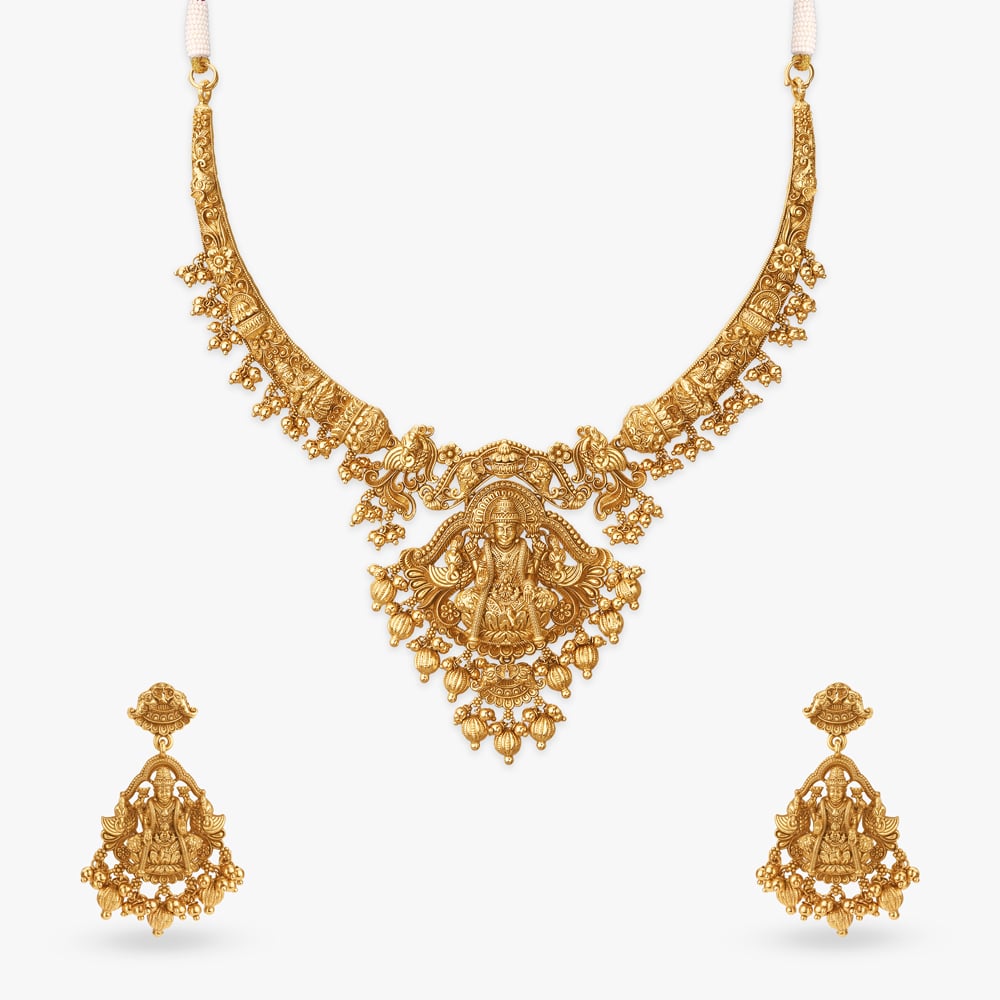 Radiant Lakshmi Gold Necklace Set,,hi-res image number null