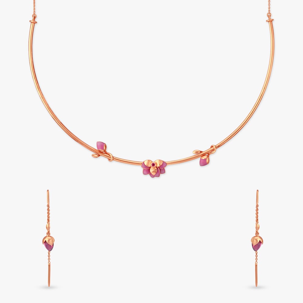 Velvet Blossom Gold Necklace Set,,hi-res image number null
