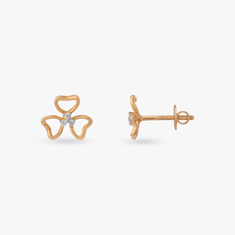Petite Clover Diamond Stud Earrings,,hi-res image number null