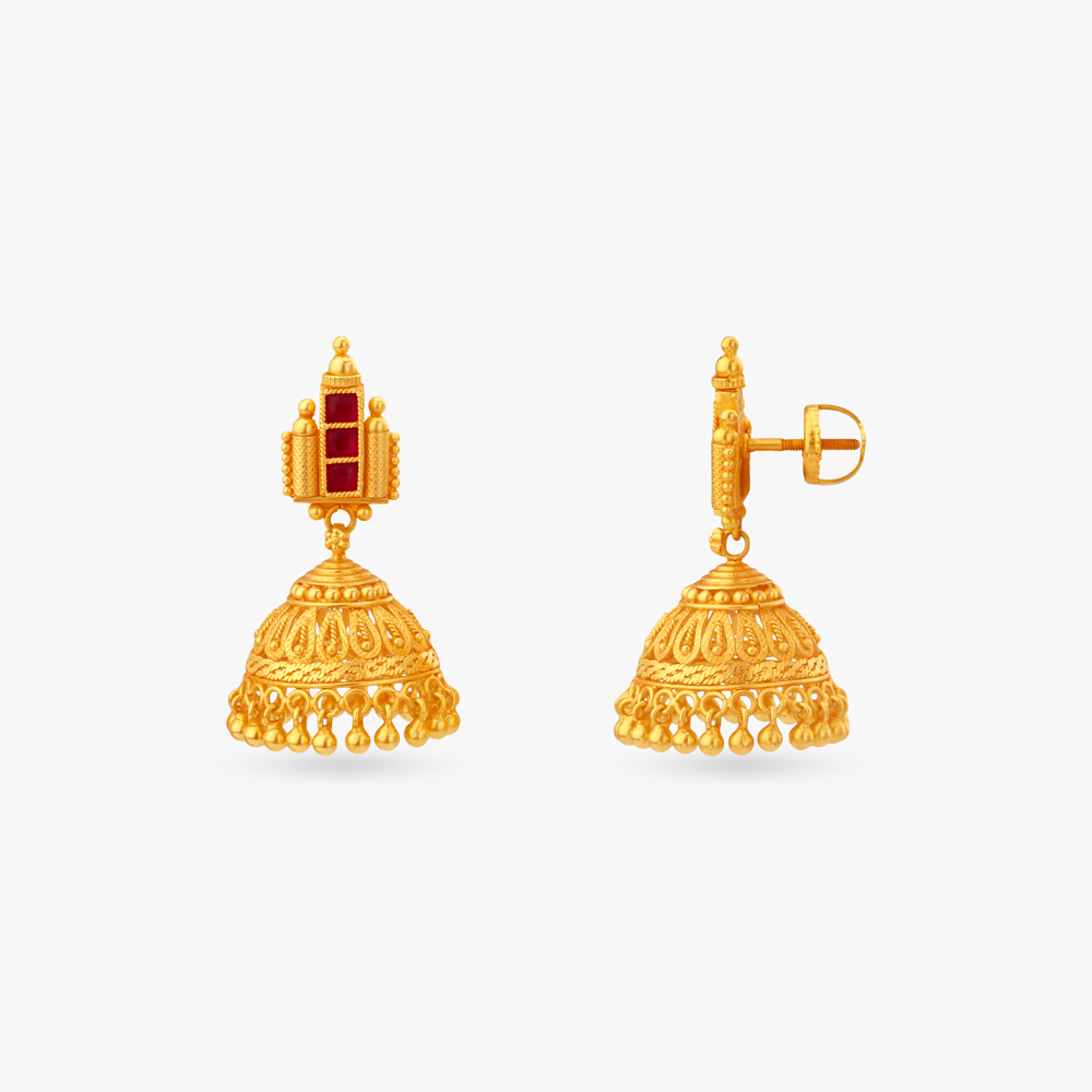 Temple Motif Jhumka Earrings,,hi-res image number null
