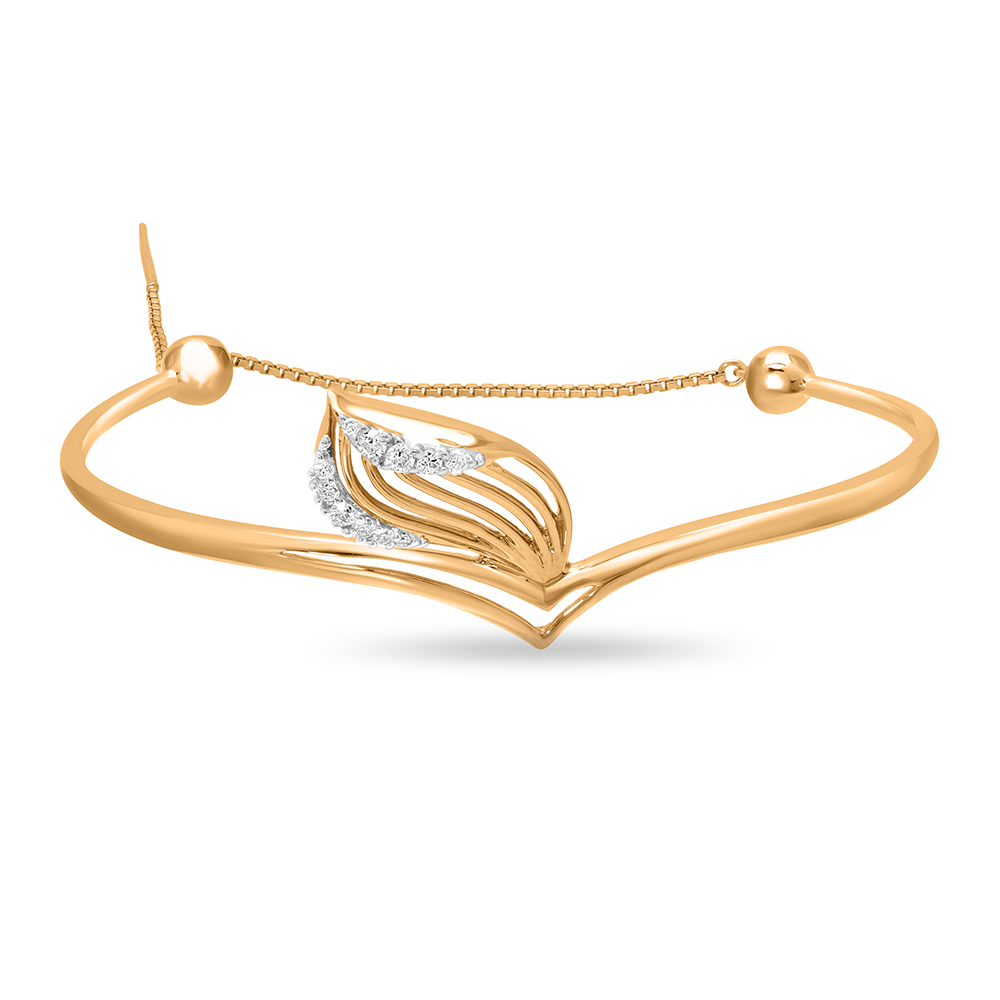 18 KT Yellow Gold Burning Flame Diamond Bangle