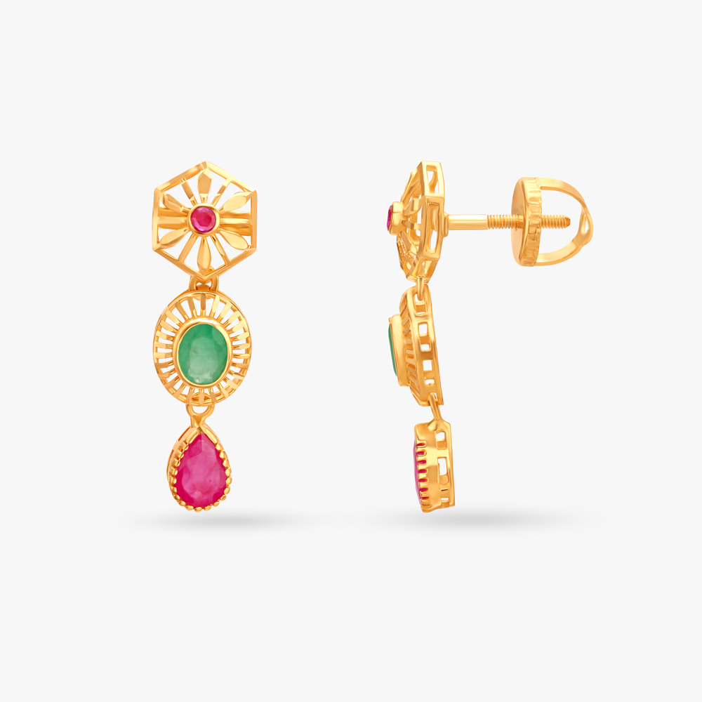 Enchanting Emerald and Rubies Drop Earrings,,hi-res image number null