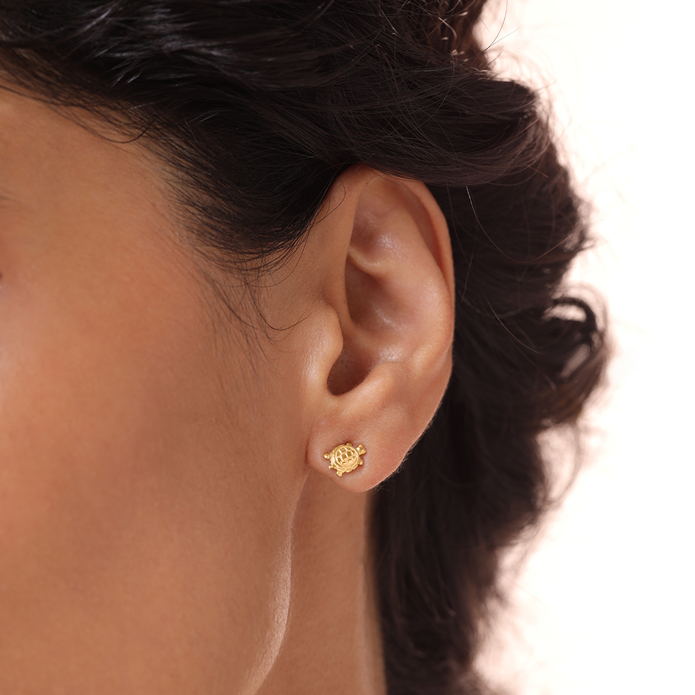 Serene Tortoise 18KT Gold Stud Earrings,,hi-res image number null