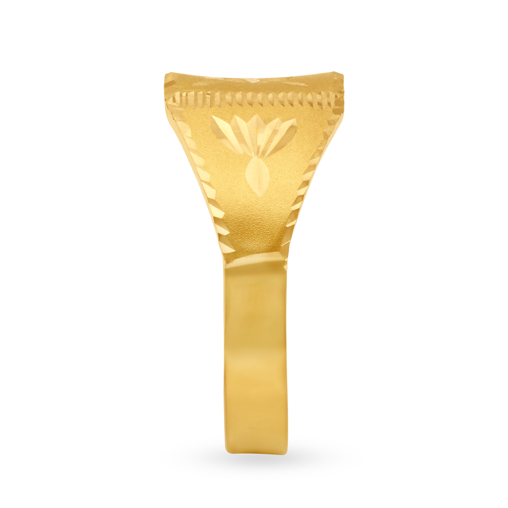 Captivating 22 Karat Yellow Gold Engraved Square Finger Ring,,hi-res image number null