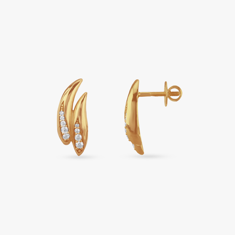 Flame Crest Gold Stud Earrings,,hi-res image number null