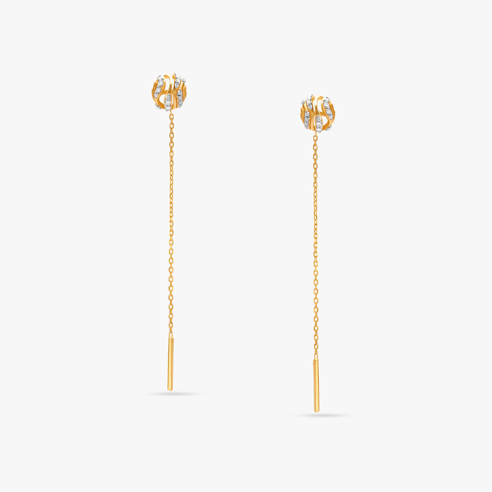Slender Sui Dhaaga Diamond Hoop Earrings