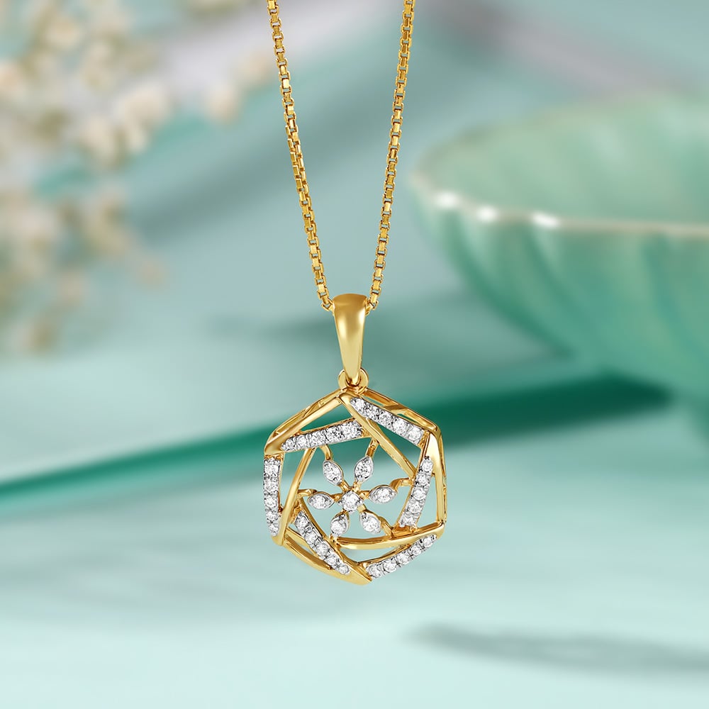 Stylish Floral Diamond Pendant,,hi-res image number null
