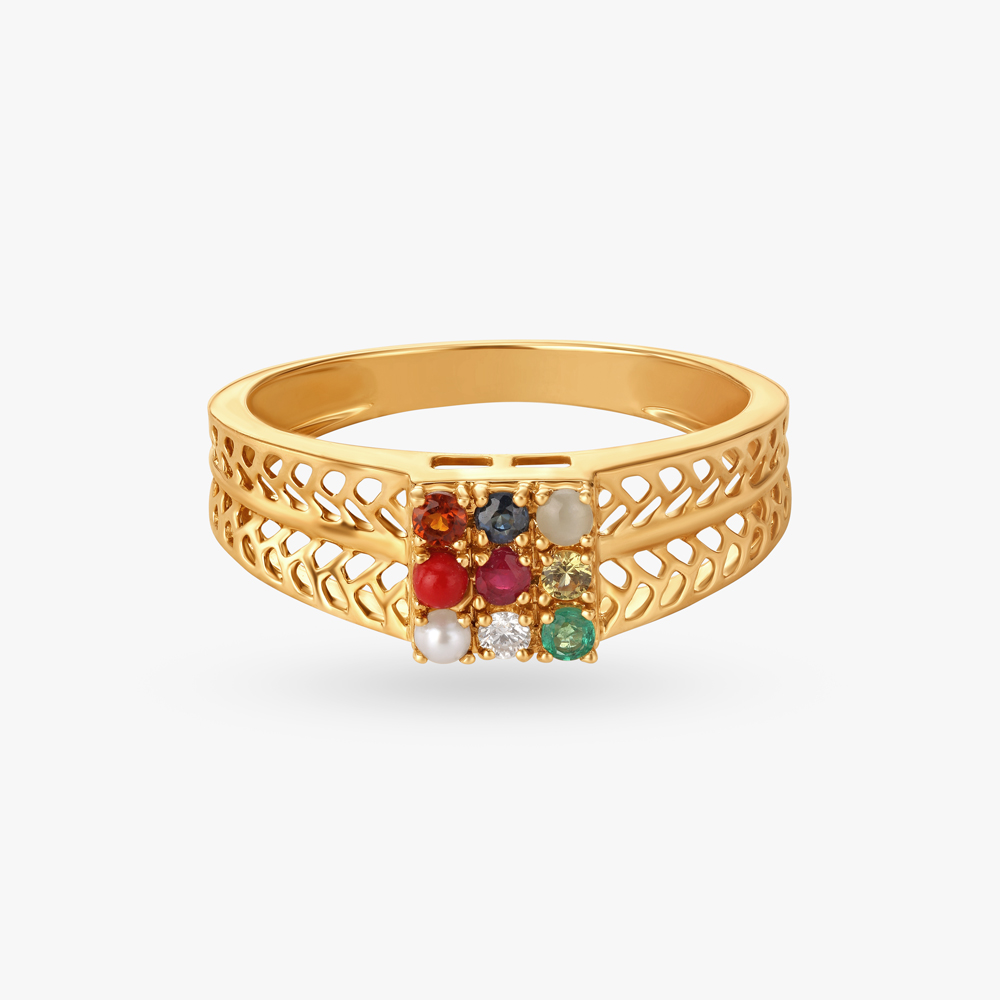 Embracing Prosperity Navaratna Ring For Men,,hi-res image number null