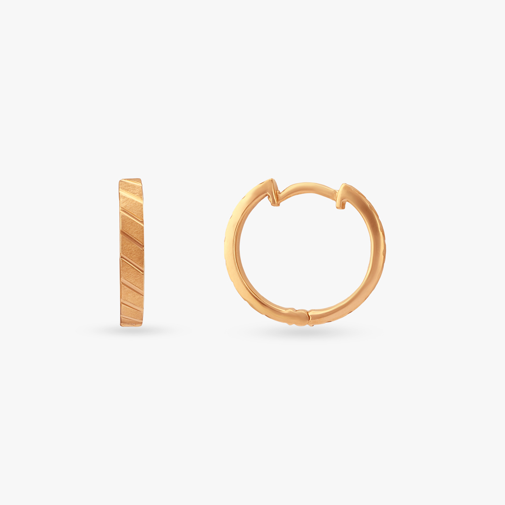 Brushed Stripe Gold Hoop Earrings,,hi-res image number null