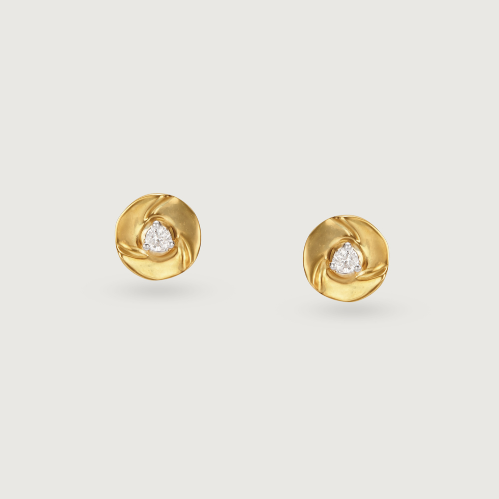 Shimmering Twist 14 Kt Gold and Diamond Stud Earrings,,hi-res image number null