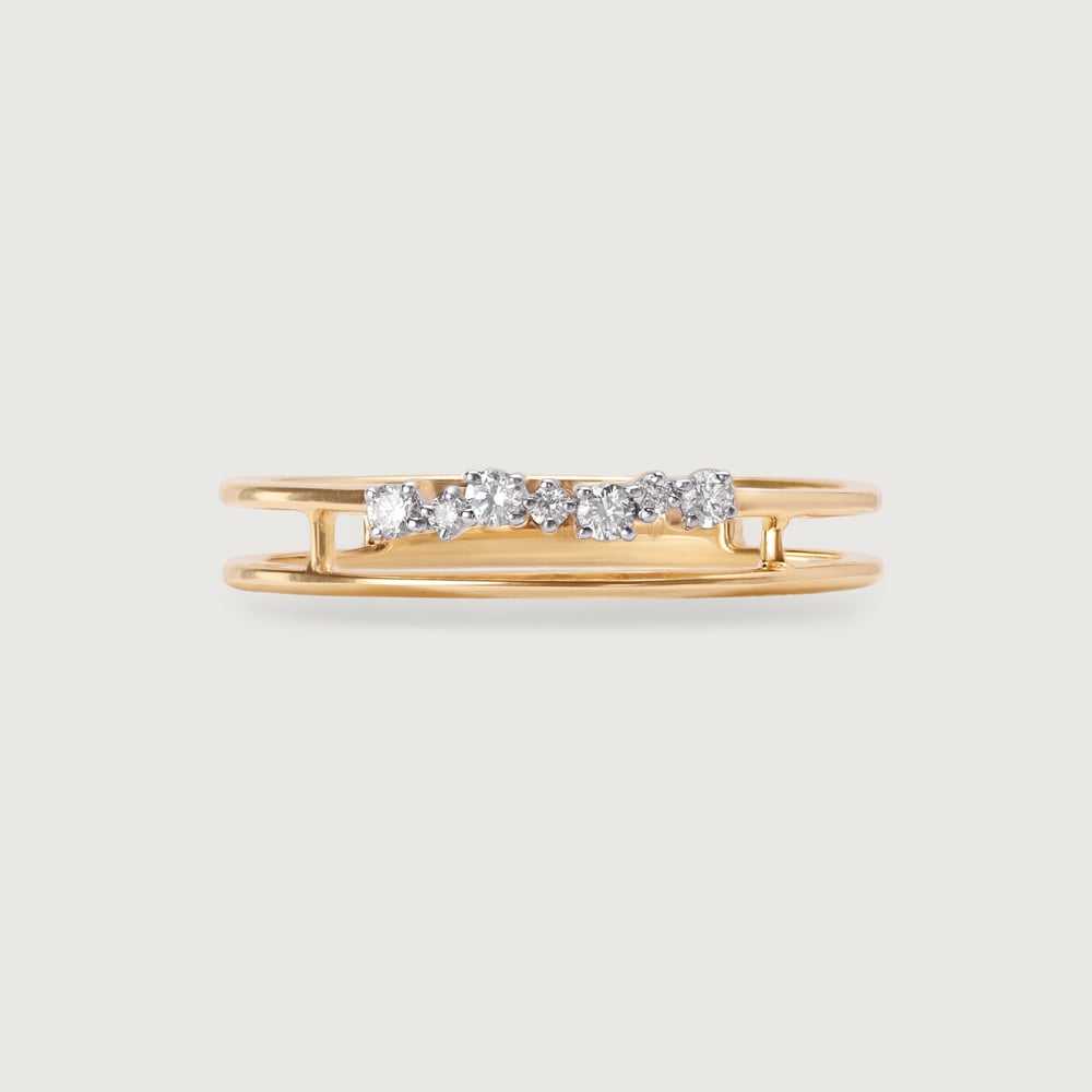 Sleek Splendour 14KT Gold & Diamond Finger Ring,,hi-res image number null
