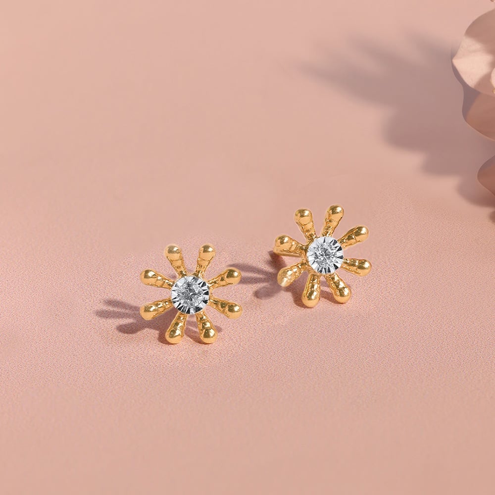 Spring Daisy Diamond Stud Earrings,,hi-res image number null