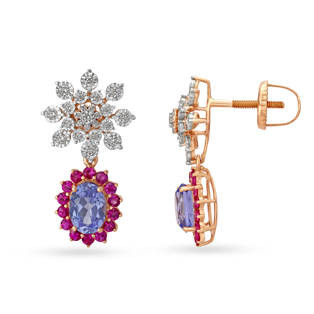 Diamond and Ruby Floral Symphony Necklace Set,,hi-res image number null