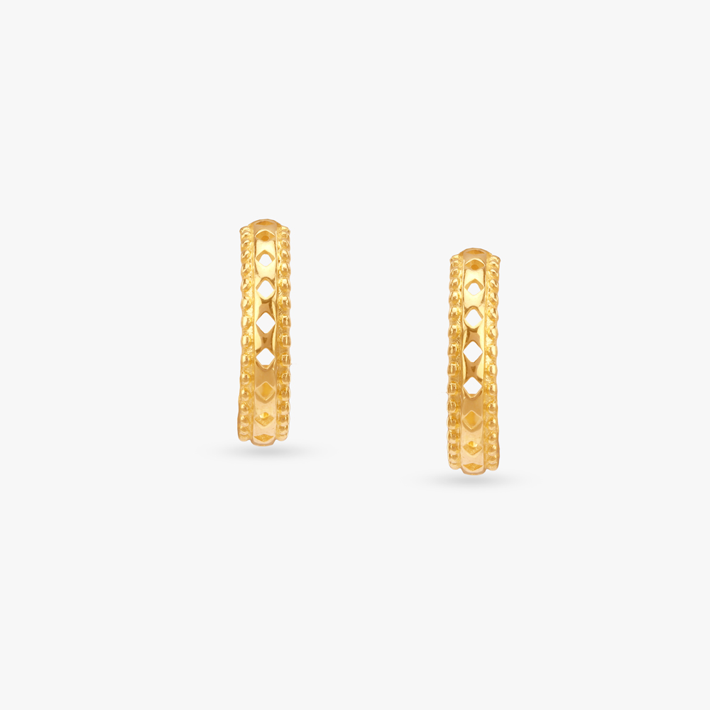 Faceted Rhythm Gold Hoop Earrings,,hi-res image number null