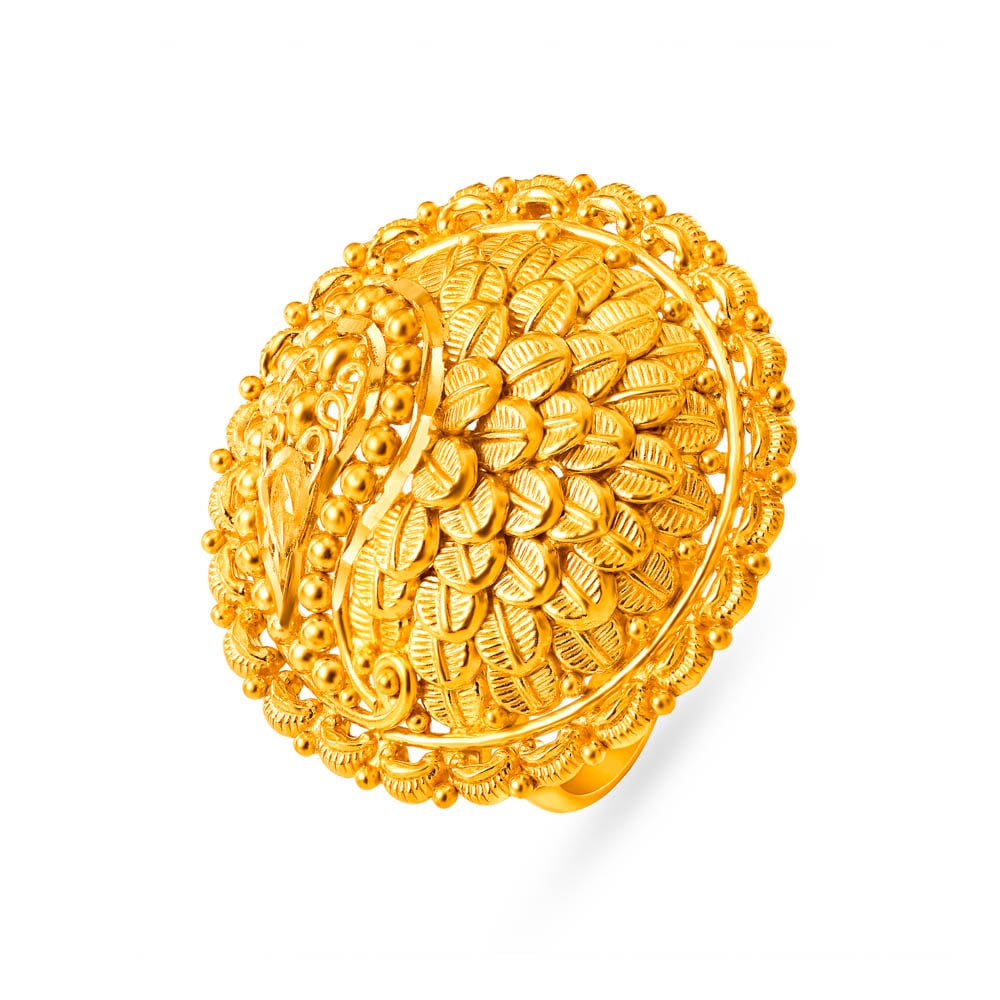 Intricate Circular 22 Karat Gold Finger Ring,,hi-res image number null