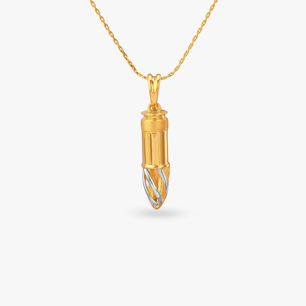 

Spiral Bullet Gold Pendant For Men