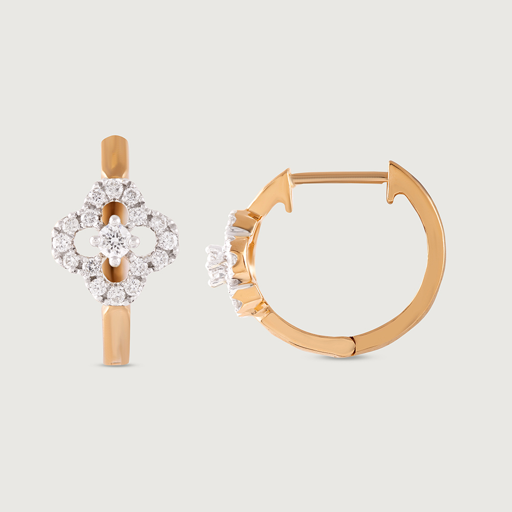 Elegant Radiant Gold & Diamond Hoop Earrings,,hi-res image number null