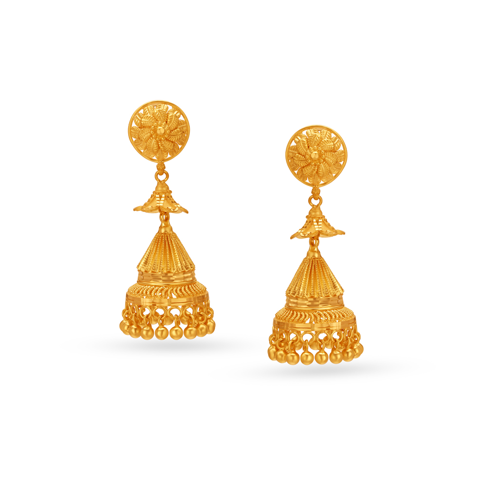 Floral Gold Big Jhumkas,,hi-res image number null