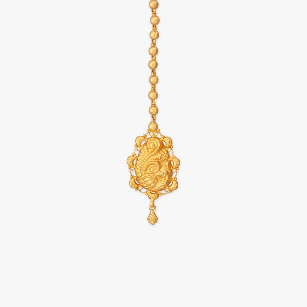 Ornate Swirl Gold Maang Tikka,,hi-res image number null
