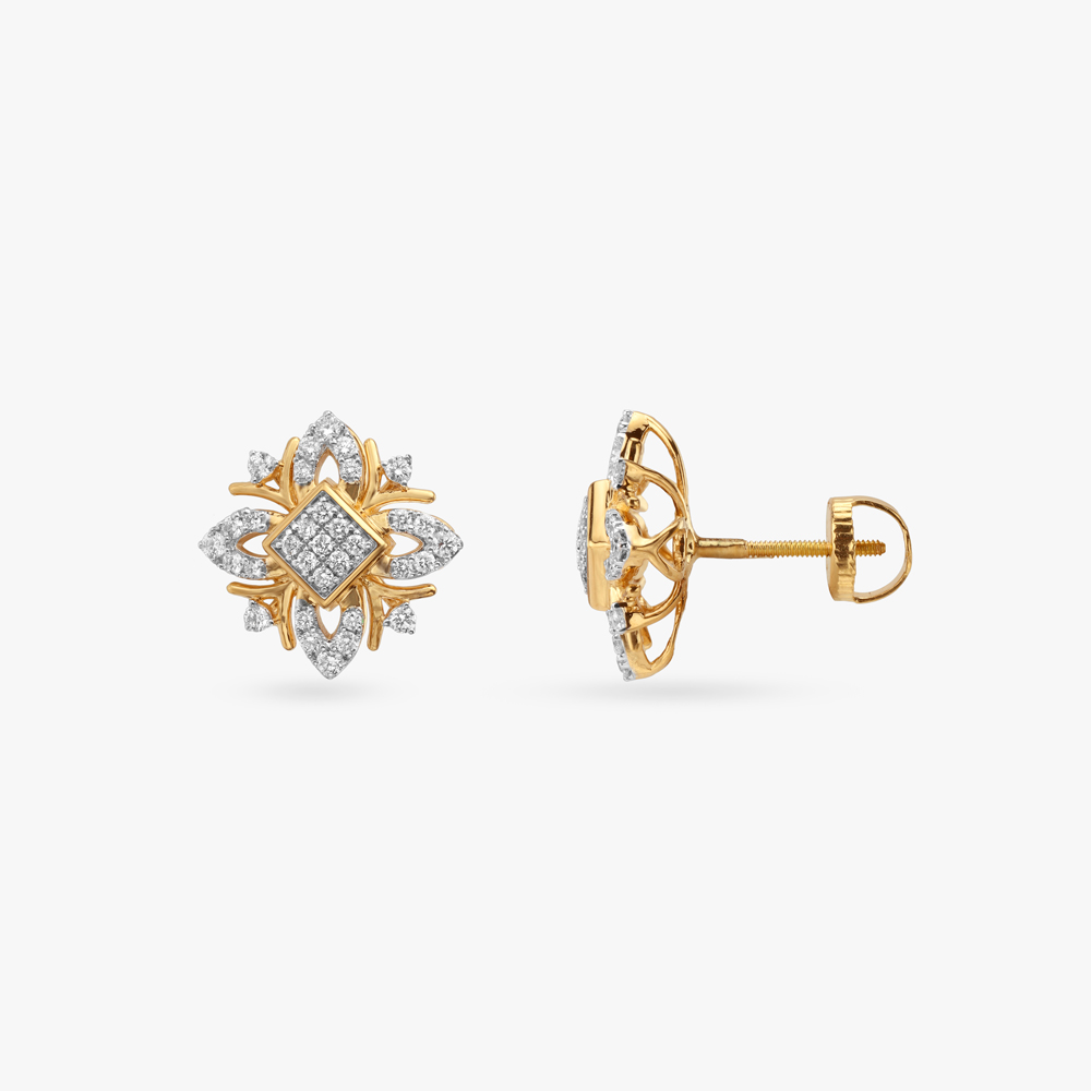 Regal Bloom Diamond Stud Earrings,,hi-res image number null